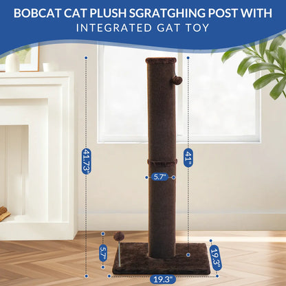 MADE 4 PETS Tall Cat Scratching Post for Indoor Cats Gray Large Scratching Post with Replaceable Toys & Sturdy Base 41-Inch High Space-Saving Design Imitation Sisal Solid Construction Vertical Scratcher