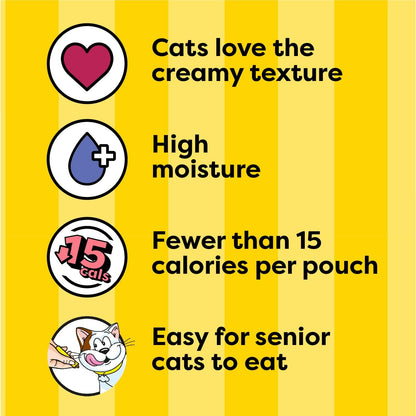 Creamy Puree Squeezable Lickable Cat Treats, Wet Cat Treats with Beef Liver and Cheese Variety Pack, 0.42 Oz. Tubes, 24 Count