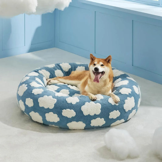 Lesure Warm Donut Bed - Cozy Fluffy Calming Bed for Small/Medium/Large Dogs & Cats, Choice, Soft Plush round Pet Bed for Winter Comfort, Washable, Anti-Slip Bottom, Pet Supplies Bedding