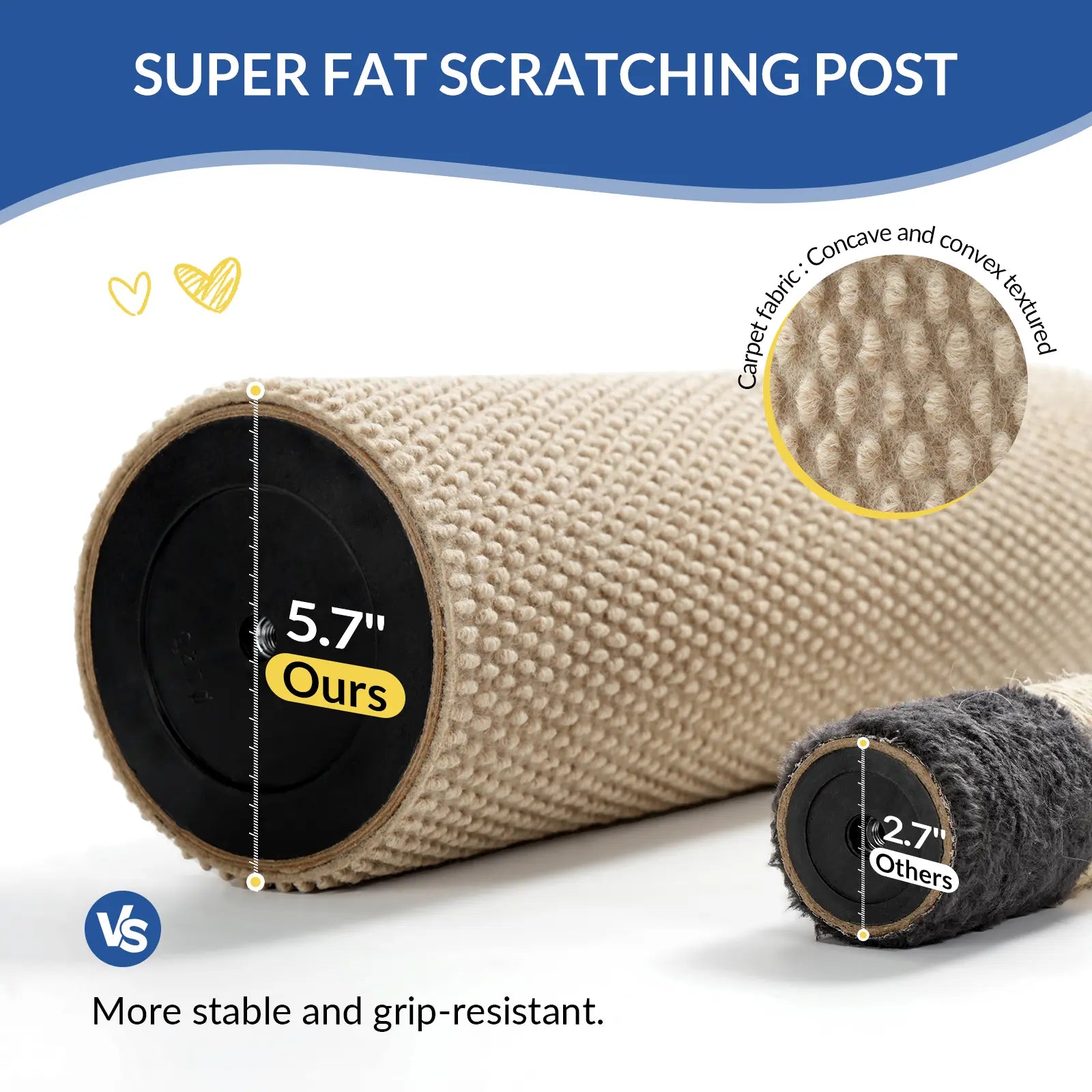 MADE 4 PETS Tall Cat Scratching Post for Indoor Cats Gray Large Scratching Post with Replaceable Toys & Sturdy Base 41-Inch High Space-Saving Design Imitation Sisal Solid Construction Vertical Scratcher
