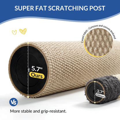 MADE 4 PETS Tall Cat Scratching Post for Indoor Cats Gray Large Scratching Post with Replaceable Toys & Sturdy Base 41-Inch High Space-Saving Design Imitation Sisal Solid Construction Vertical Scratcher