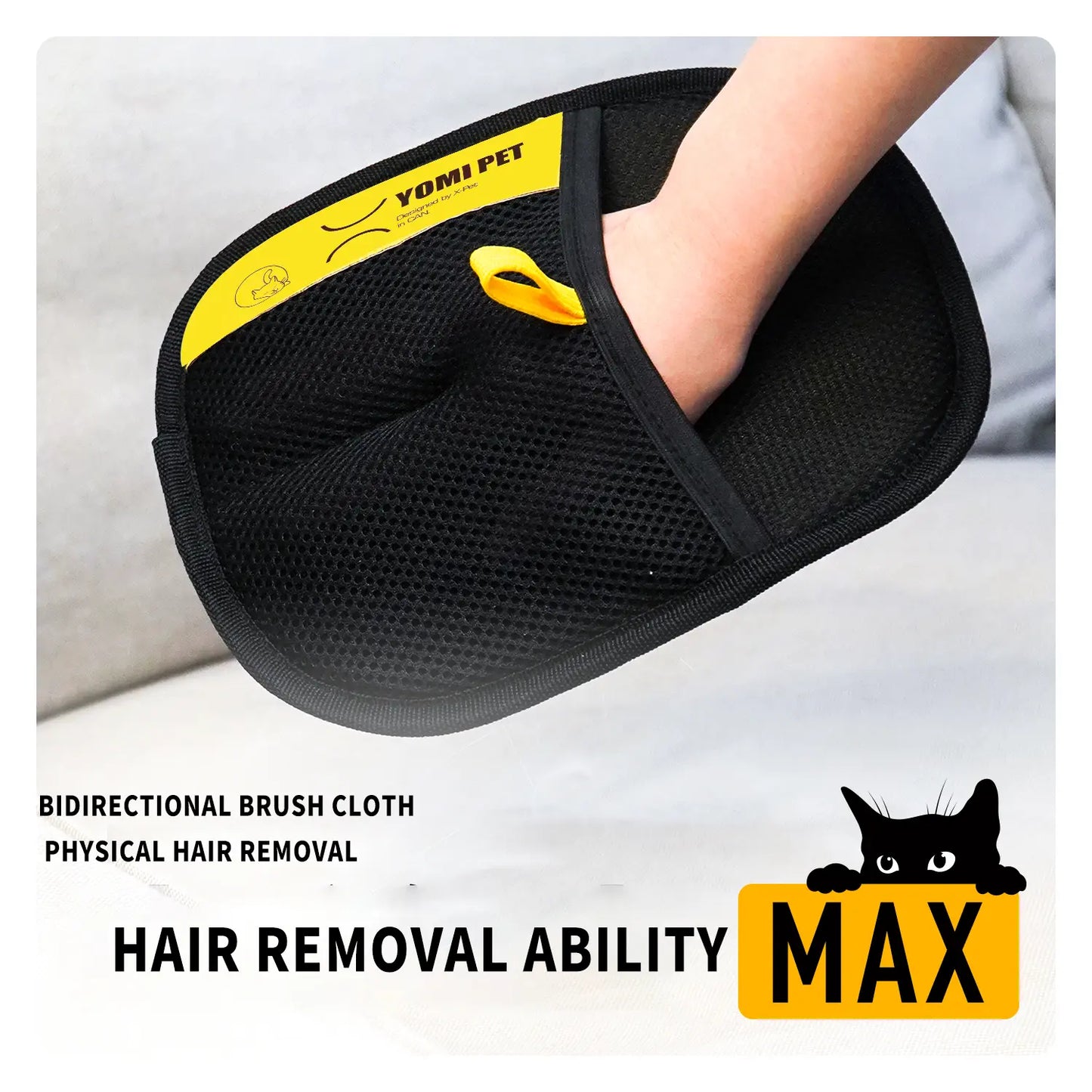 YOMI PET Hair Remover Electrostatic Gloves Two-Way Brush Sticky Hair Remover Cat Hair Dog Hair Glover Grooming Removal Cleaning