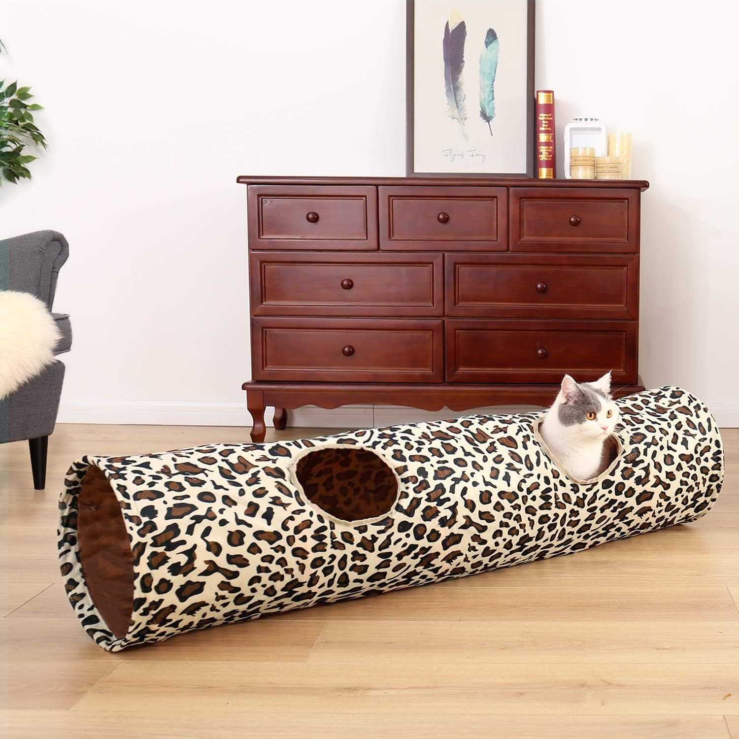XL Collapsible Cat Tunnel for Fat Cats & Rabbits - 51"X12" Extra Wide Pet Play Tunnel with 12-Inch Diameter for Large Cats, Small Dogs