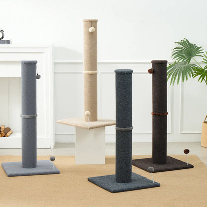 MADE 4 PETS Tall Cat Scratching Post for Indoor Cats Gray Large Scratching Post with Replaceable Toys & Sturdy Base 41-Inch High Space-Saving Design Imitation Sisal Solid Construction Vertical Scratcher