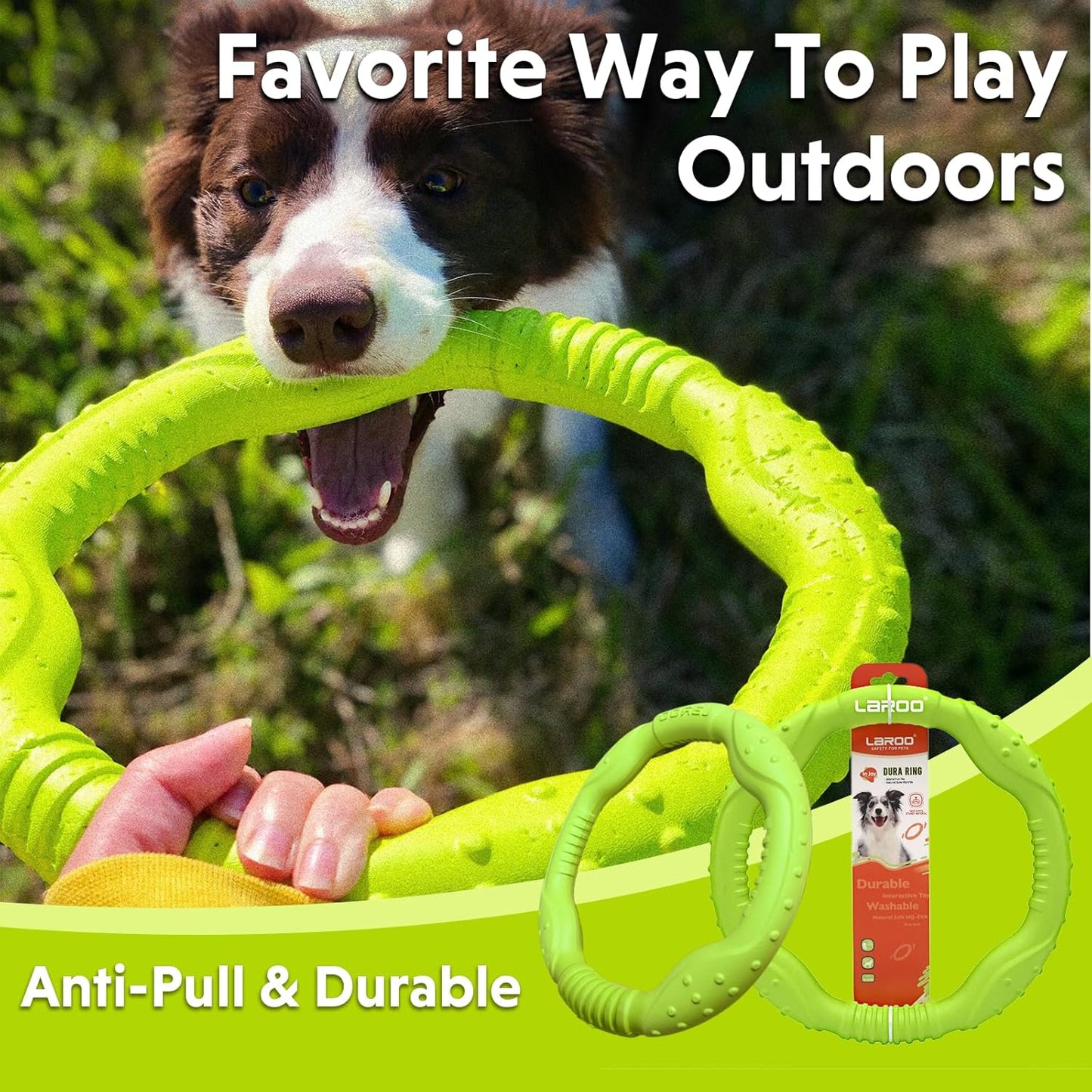 Dog Ring Toy - Durable Flying Ring for Fetch, Water Play & Training | Tough Chew-Proof Design for Aggressive Chewer Breeds, Easy-Throw Lightweight Frisbee for Medium/Large Dogs(Green/30Cm)