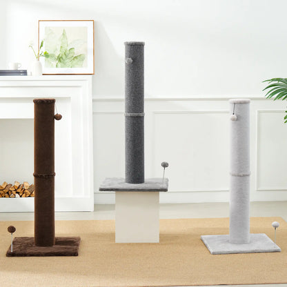 MADE 4 PETS Tall Cat Scratching Post for Indoor Cats Gray Large Scratching Post with Replaceable Toys & Sturdy Base 41-Inch High Space-Saving Design Imitation Sisal Solid Construction Vertical Scratcher
