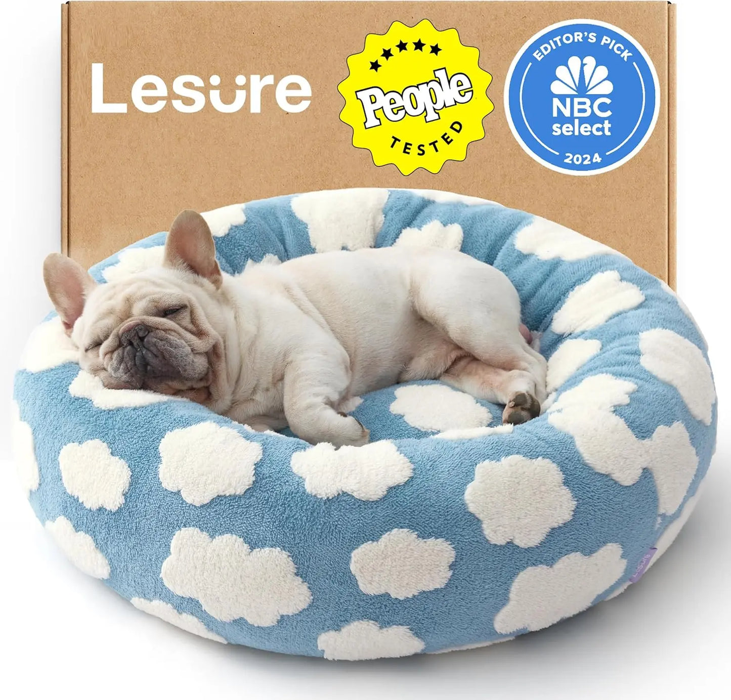 Lesure Warm Donut Bed - Cozy Fluffy Calming Bed for Small/Medium/Large Dogs & Cats, Choice, Soft Plush round Pet Bed for Winter Comfort, Washable, Anti-Slip Bottom, Pet Supplies Bedding