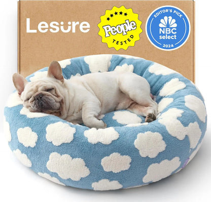 Lesure Warm Donut Bed - Cozy Fluffy Calming Bed for Small/Medium/Large Dogs & Cats, Choice, Soft Plush round Pet Bed for Winter Comfort, Washable, Anti-Slip Bottom, Pet Supplies Bedding